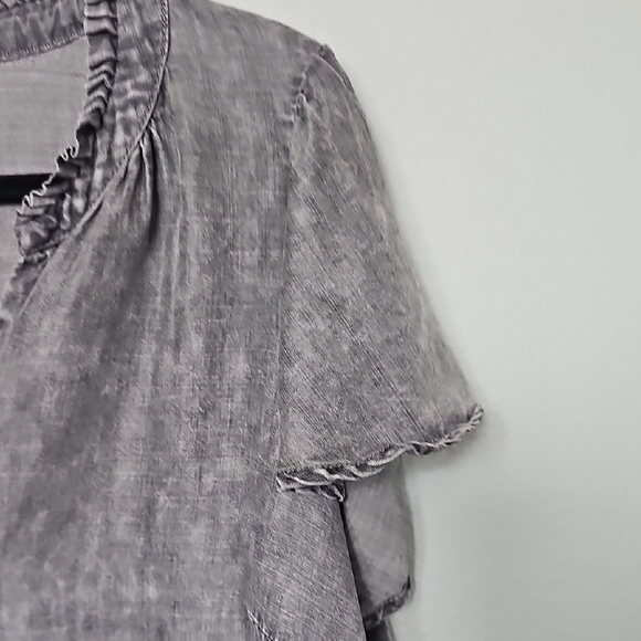 Jane & Delancey Grunge Glam Gray Button Down Shirt and Mandarin Collar 1X - Picture 5 of 9